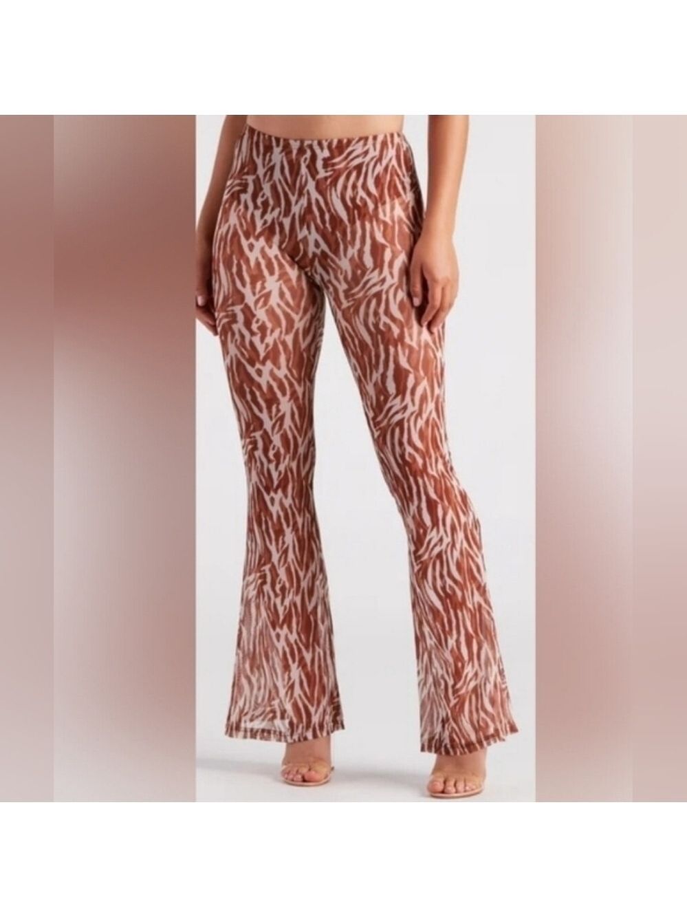 NWT WINDSOR WOMEN'S QUICK INSTINCT ZEBRA PRINT FORM HUGGING FLARED PANTS SIZE L